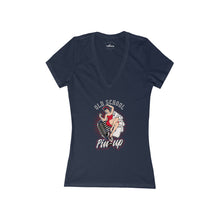 Load image into Gallery viewer, Women&#39;s Old School Pin-up - Jersey Short Sleeve Deep V-Neck Tee
