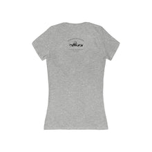 Load image into Gallery viewer, Women&#39;s - My favorite Veteran is my Husband - Jersey Short Sleeve Deep V-Neck Tee
