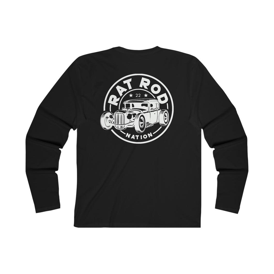 Rat Rod Nation - Men's Long Sleeve Crew Tee - Black - Logo on Back
