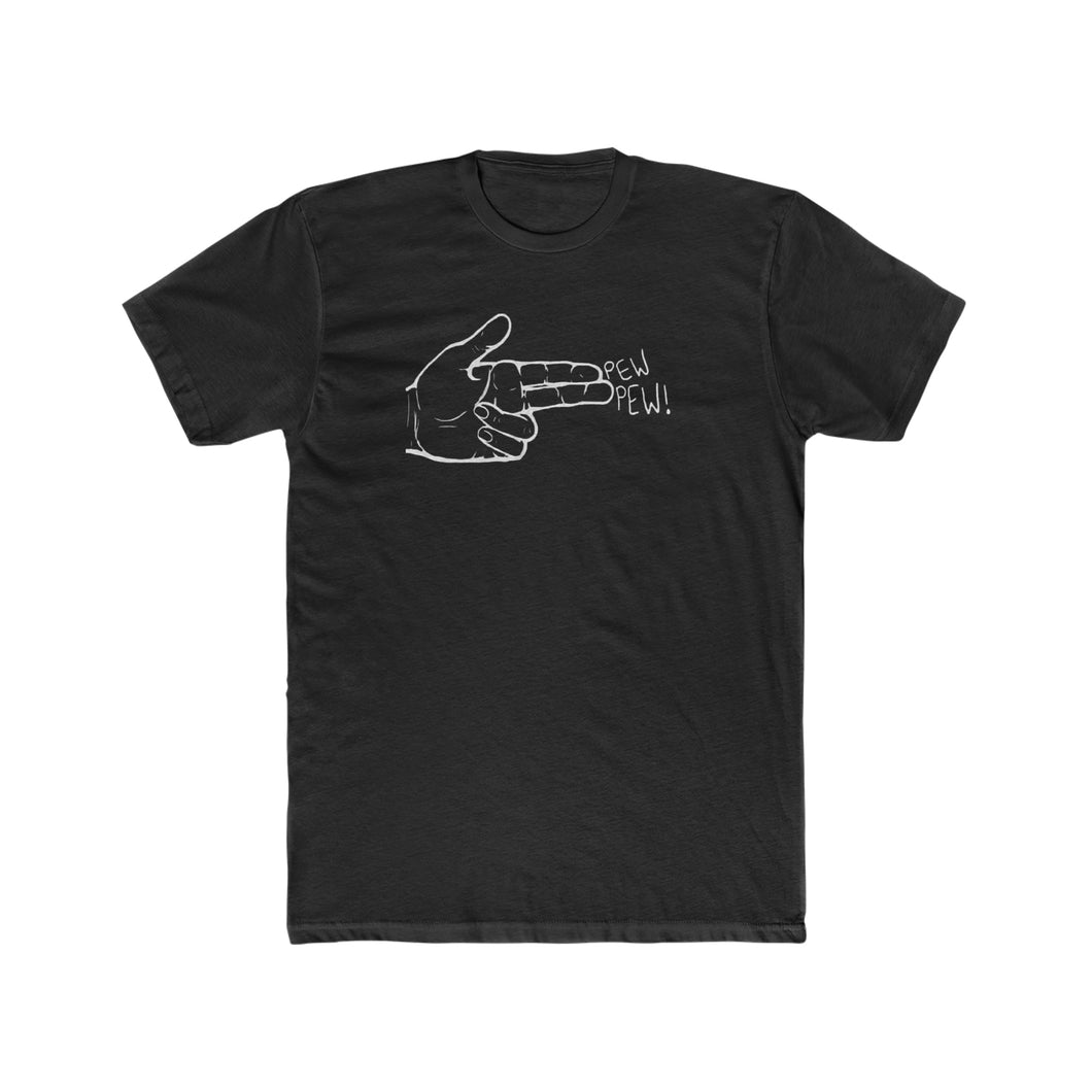 Pew Pew - Black Shirt - Print On Front