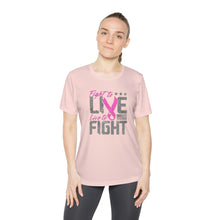 Load image into Gallery viewer, Fight to Live - Ladies Competitor Tee - On Front
