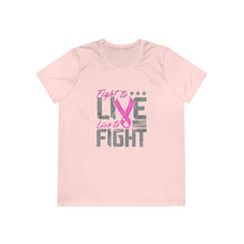 Load image into Gallery viewer, Fight to Live - Ladies Competitor Tee - On Front
