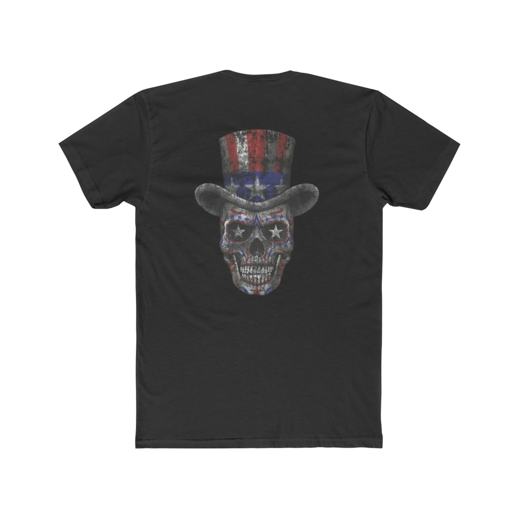 Skull Top Hat Patriotic - Print On Back