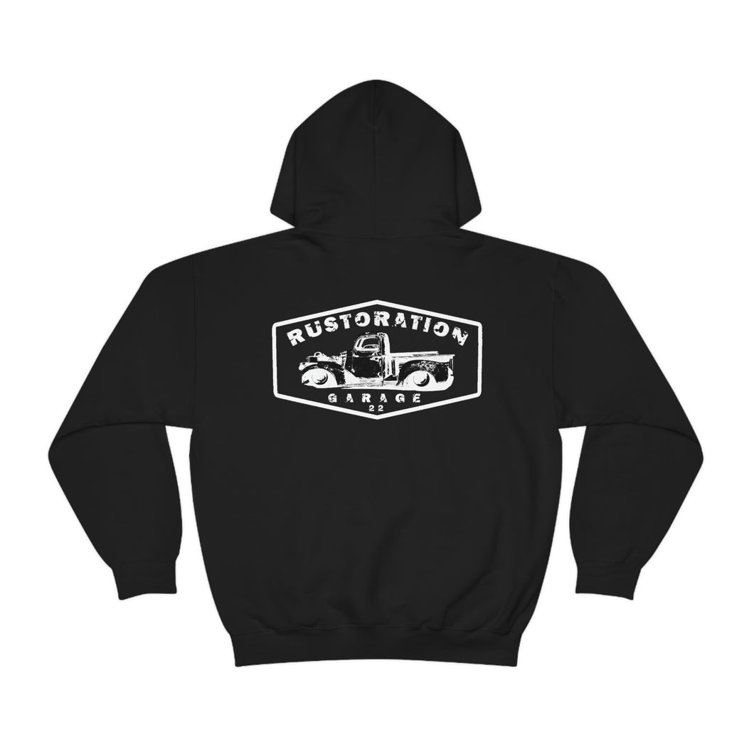 Rustoration Garage - Hooded Sweatshirt - Logo on Back