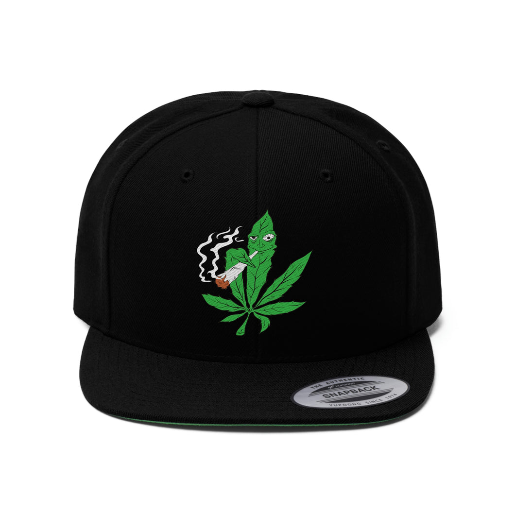 Smoking Pot Leaf - Unisex Flat Bill Hat