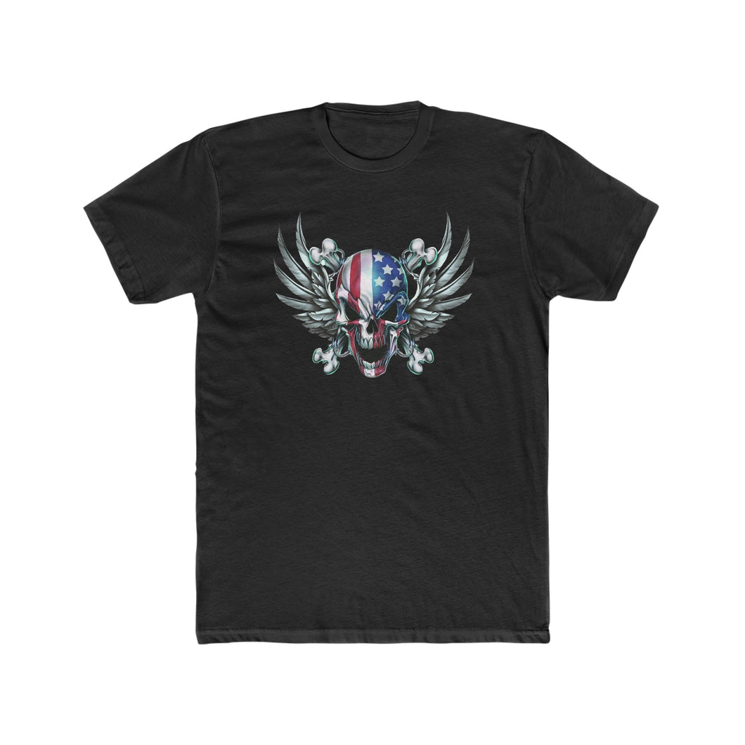 Patriotic Skull with Wings - Print On Front